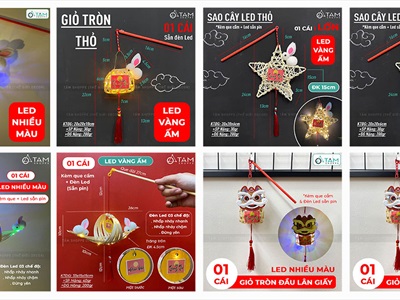Lồng đèn mây tre con thỏ - đầu lân có đèn Led [Đủ màu - đủ kiểu] LDEN-TRE-02
